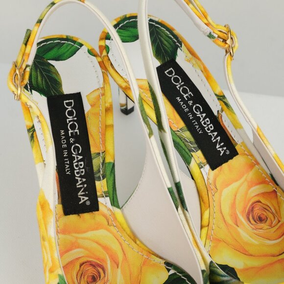 Dolce & Gabbana Yellow Rose Gabardine Slingback Pumps, EU 35/US 5 - Picture 6 of 14